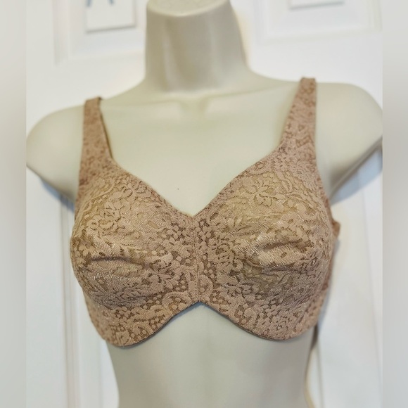 Wacoal Halo Lace Full Figure Underwire Bra, Color Toast, Size 32DD - Picture 3 of 6